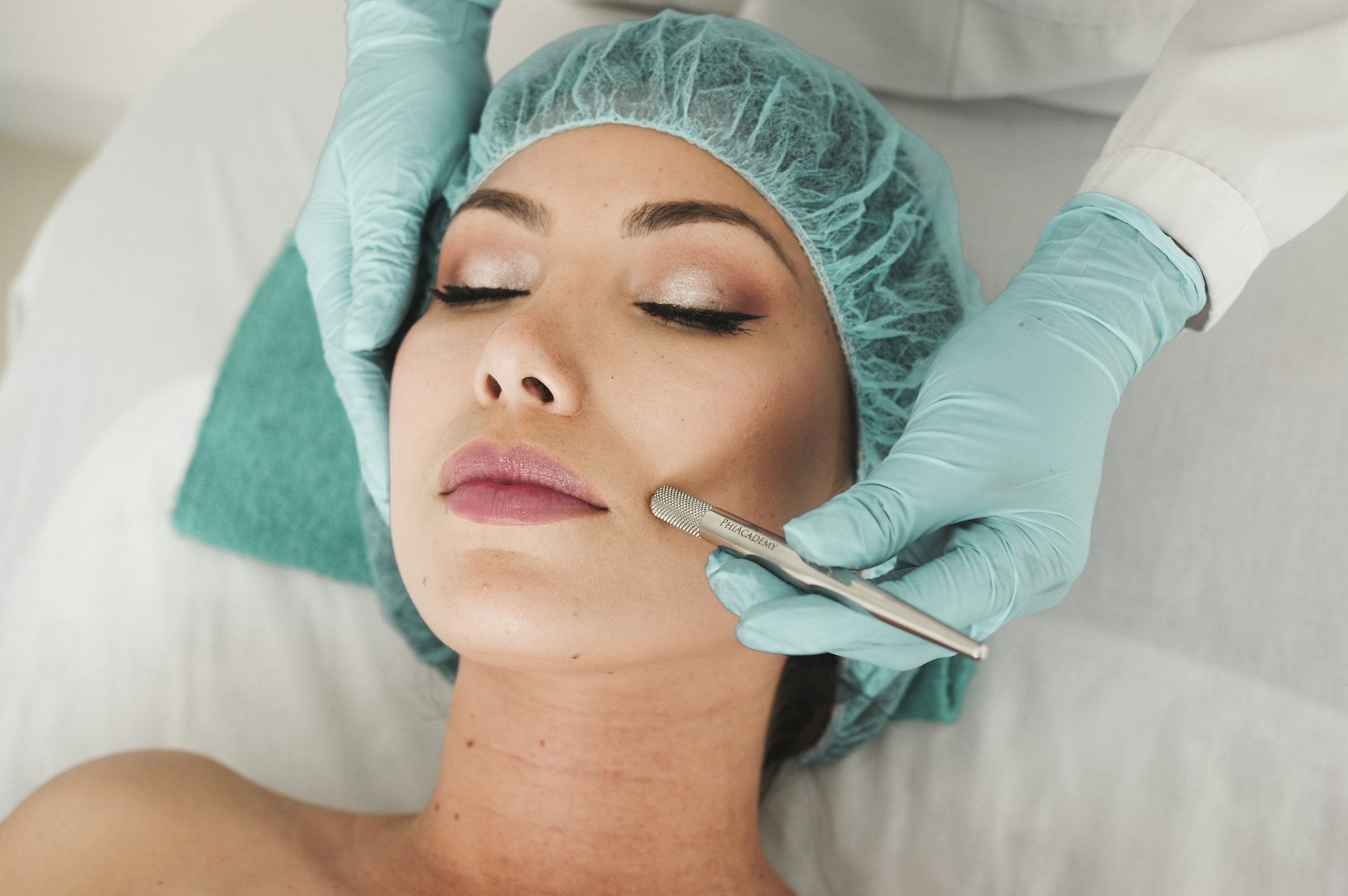 A patient being prepared for a facial procedure